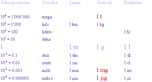 Online Mathematik Nachhilfe; Umwandlung von Gewichtseinheiten